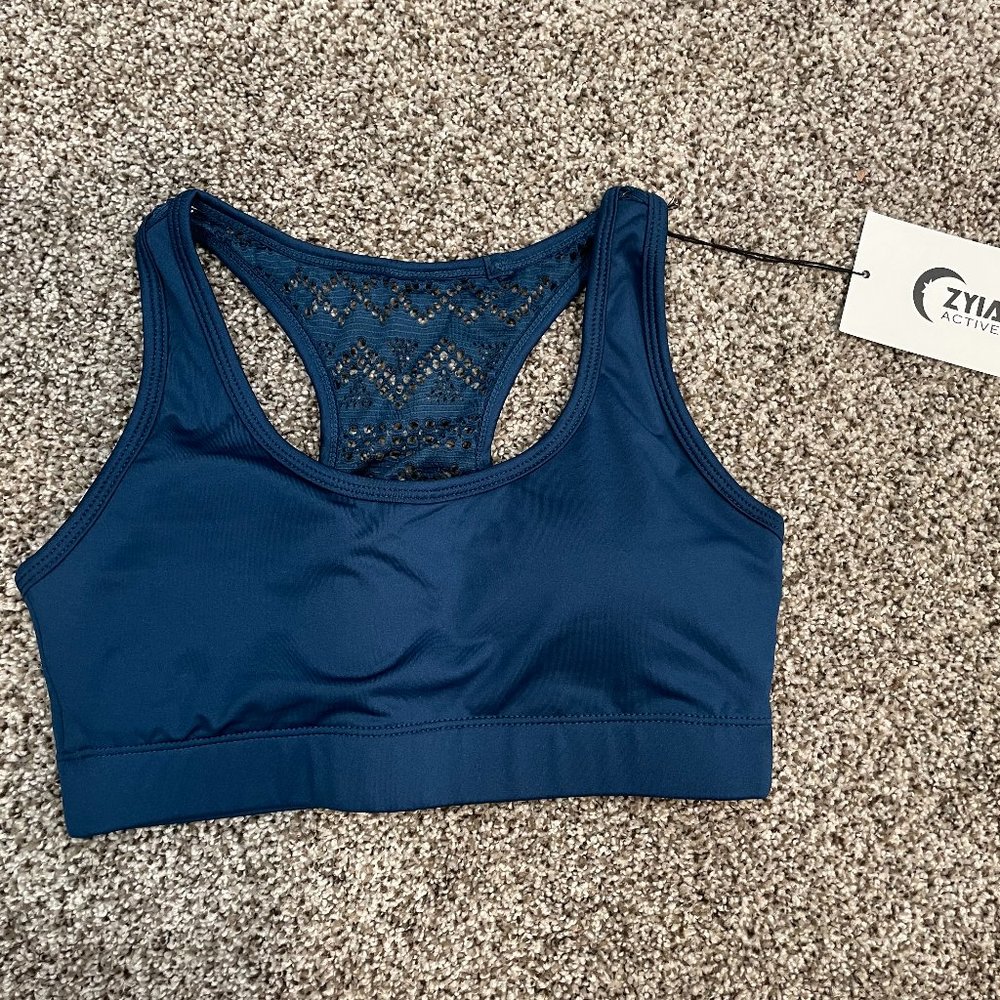 Zyia Active Classic Navy Bomber Bra - Size Small
